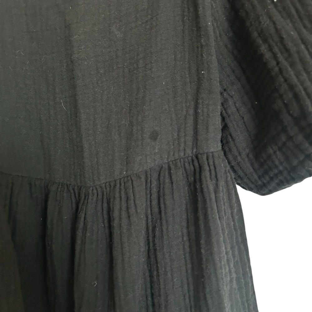 Monki square neck mini dress with tiered hem in textured black Medium - Picture 8 of 13